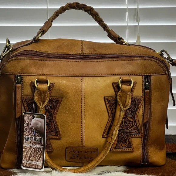 American Darling Tan and Brown Crossbody Bag dual CC - Picture 5 of 11